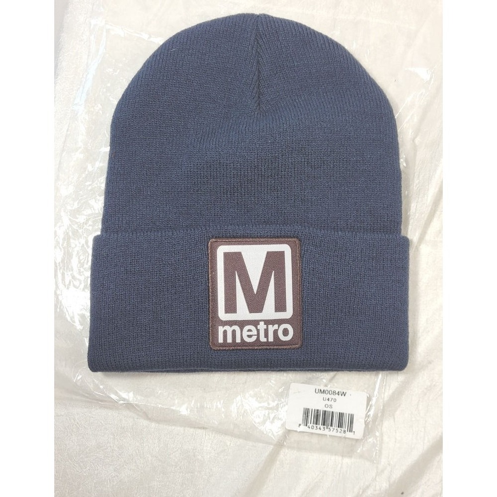 Metro M Navy Blue w/ Brown Patch Beanie - One Size